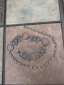 Damen Schmetterling Vintage Taillengürtel Metall Kette Körperschmuck Retro Access - Bild 1 von 9