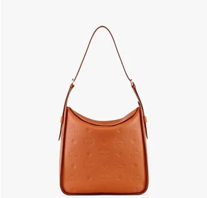 Bolso Hobo de Cuero con Monograma en Grabado MCM Aren - Marrón Bombay - Imagen 1 de 10