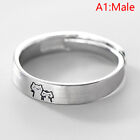 Kitten Couple Rings Cute Sliver Open Ring For Women Men Adjustable Finger