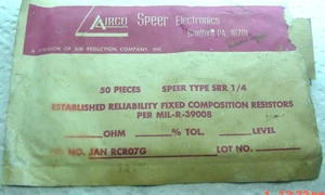 48 NOS AIRCO ELECTRONICS TIPO SRR 1/4 vatios RESISTENCIAS, 10 OHMIOS, 5%, RCR07G - Imagen 1 de 4