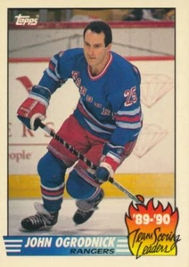 1990-91 Topps TEAM SCORING LEADERS #18 JOHN OGRODNICK - New York Rangers - Bild 1 von 1