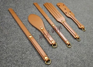 Buffalo Leather Handmade Spanking 5 Pcs Paddle Set Best Whips Punish Floggers - Picture 1 of 10