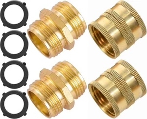 4 Pack 3/4 Inch Brass Garden Hose Connector,Female to Female Hose Adapter,Male t - Picture 1 of 3