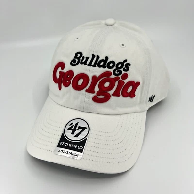 '47 Brand Georgia Bulldogs Hat Men Adjustable Strap White Retro Baseball Cap New - Image 1 of 4