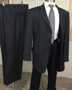 NORDSTROM MENS 3 BUTTON GRAY WOOL 2 PC SUIT SIZE: 44L  PANTS 36x30 - Picture 1 of 11