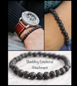 Pulsera elástica piedra lava curativa cristal roca derramamiento apego emocional - Imagen 1 de 4