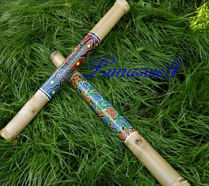 Regenmacher Rainstick Rainmaker Bambus Musik Instrument Rhythmus bemalt 60 cm - Bild 1 von 2