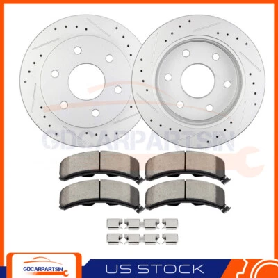 Rotores de disco delanteros de freno y pastillas de cerámica ranura perforada para Chevrolet Tahoe 95-2000 Foto 1 de 4