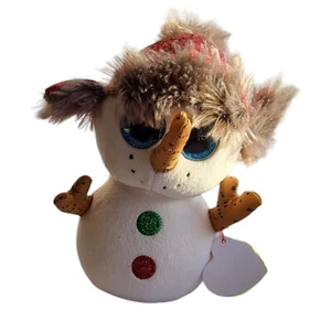 buttons snowman snowmen Ty Beanie Boo baby christmas xmas 15cm teddy plush toy - Picture 1 of 4