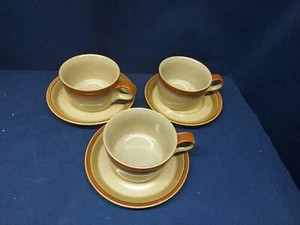 Vintage Mid-Century Mikasa Potters Art "Country Cabin" Set/3 Cups/Saucers JAPAN - Picture 1 of 5