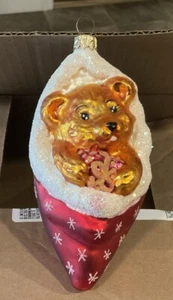VTG Christopher Radko “Cozykins Bear In Stocking” Glass Christmas Ornament EUC - Picture 1 of 2