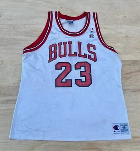 CHAMPION NBA Michael Jordan #23 Chicago Bulls Jersey Men White SIZE 48 - Picture 1 of 6