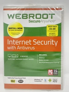 Webroot SecureAnywhere Internet Security Windows 10 ■ 3 Devices ■ BRAND NEW! - Picture 1 of 4