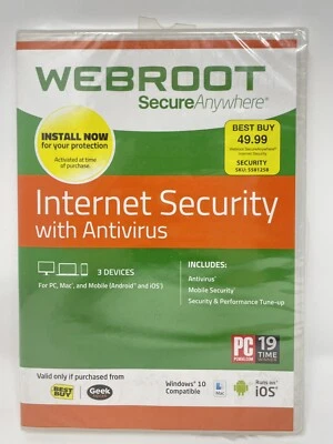  Webroot SecureAnywhere Internet Security Windows 10 ■ 3 Devices ■ BRAND NEW!  - Image 1 of 4