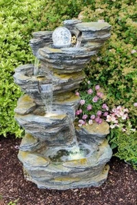 Fudong Wasserfall 86cm Polystone Gartenbrunnen Schiefer Optik Springbrunnen - Bild 1 von 3