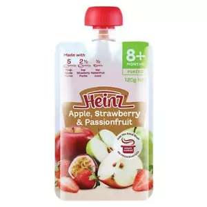 Heinz Apple Strawberry & Passionfruit Pouch 120g 8m+ Baby Food Travel Easy - Picture 1 of 1