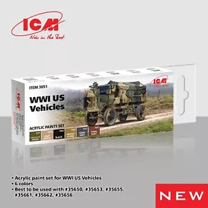 Acrylfarben Set für WWI US Fahrzeuge grau, braun, grün, schwarz ICM 3051 - Bild 1 von 7