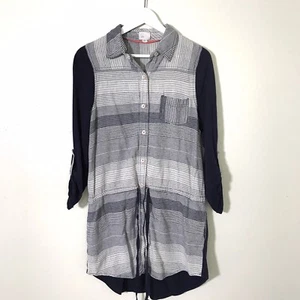Postmark Anthropologie Medium Striped Drop Waist Shirt Dress Drawstring Navy - Picture 1 of 1