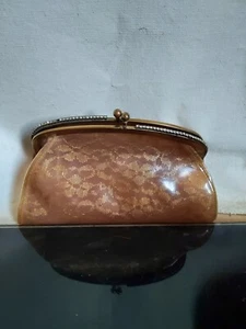 Vtg Lucite Clear Floral Rhinestone Clutch Hand Bag Evening Purse - Picture 1 of 8