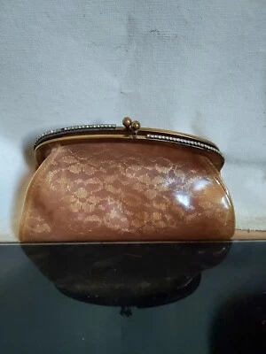 Bolso sin asas de noche Lucite de colección con estrás floral transparente Foto 1 de 4
