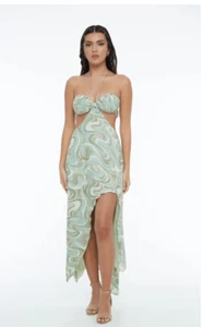 Indah Neu mit Etikett Misha Bandeau Maxikleid in Imagine Green Witchy Earth Goddess M/L - Bild 1 von 15