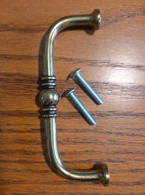 Lote de 4 tiradores de gabinete Belwith montaje de latón bruñido NOS en paquete P369-LP Foto 1 de 4