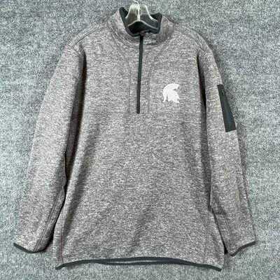 Michigan State Spartans Sweatshirt Jacket Mens XL Gray 1/4 Zip Embroidered Slim - Image 1 of 4