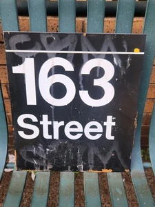 Vintage 163rd Street IND Porzellan U-Bahn Säule Schild Manhattan NYC NYCT - Bild 1 von 2