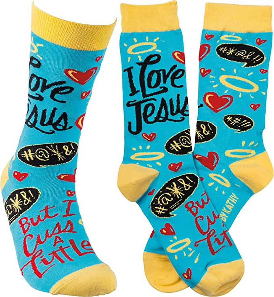 Primitives by Kathy Unisex Socks -I Love Jesus Foto 1 de 1