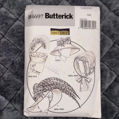 Butterick B4697 Making History Sewing Pattern-1820s-1920s Hats - Uncut - Image 1 of 2