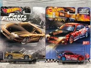 🔥Hot Wheels LOT(2) Fast & Furious Nissan 240SX S14 & Boulevard Silvia S15 Drift - Picture 1 of 5