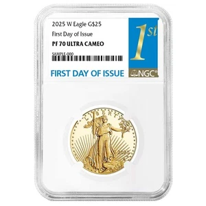 2025-W $25 1/2-oz Proof American Gold Eagle NGC PF70UC FDI First Label - Picture 1 of 3