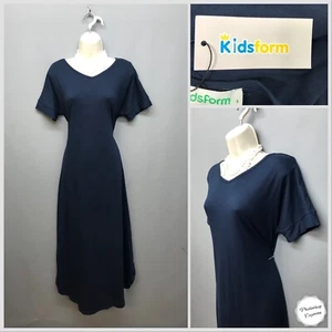NEW Kids Form Women's Long Navy Curved Hem Dress Small Cotton Stretch - Picture 1 of 12
