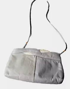 Vintage Women's Leather Grey 100% Genuine Leather Handbag Vintage VGC - Picture 1 of 12