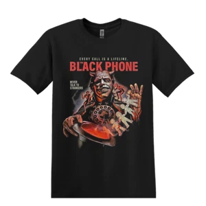 Camiseta negra The Black Phone Never Talk To Strangers película de terror S-3XL - Imagen 1 de 4