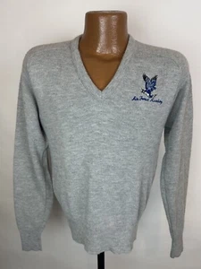 Vintage 80er Air Force Academy Pullover S meliert grau Acryl Strick Golf Opa - Bild 1 von 12