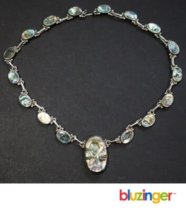 MCM Sterling Silver MPB Hecho En Mexico 925 Abalone Pearl Pendant Necklace - Picture 1 of 12