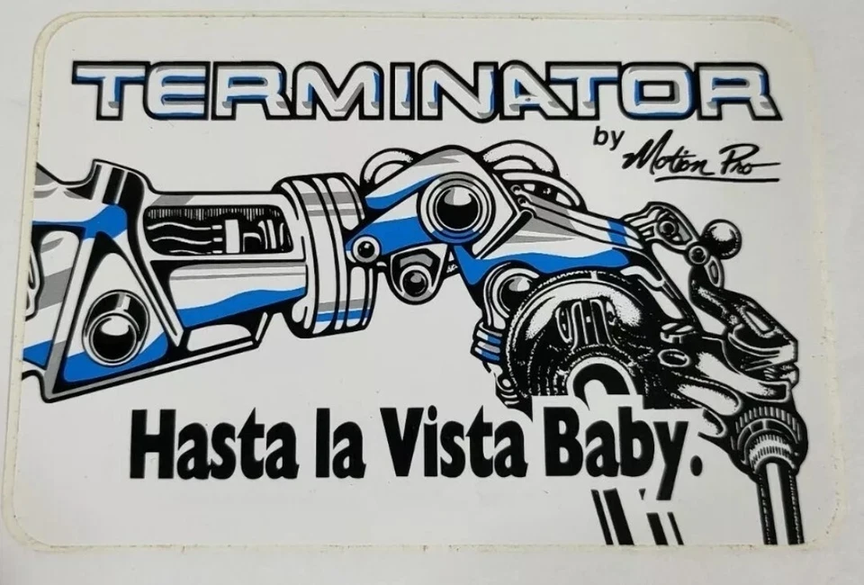 Calcomanía adhesiva vintage Terminator Hasta La Vista bebé motocicleta bicicleta RARA Foto 1 de 1