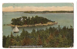 Sailboat PUMPKIN KNOB LONG ISLAND from Peaks Island Maine ME Postcard DB 1914 - Picture 1 of 2