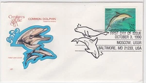 TurtlesTradingPost- Creatures of the Sea- Dolphin #2511 1990 FDC House of Farnum - Picture 1 of 1