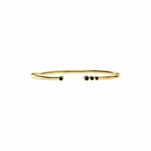 14K Gold Schwarz VS/F-G Diamant offene Manschette Armreif Armband - The Jewelz - Bild 1 von 11