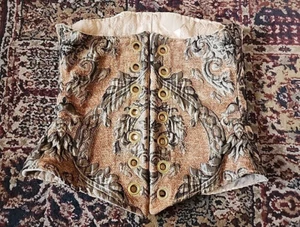 Damsel in this Dress Underbust Corset Brocade Brown Grey Tapestry Stain - Picture 1 of 7