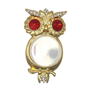 HORNED OWL BROOCH Pin Rivoli Rhinestone Clear Lucite Belly Costume Jewelry - Picture 1 of 5