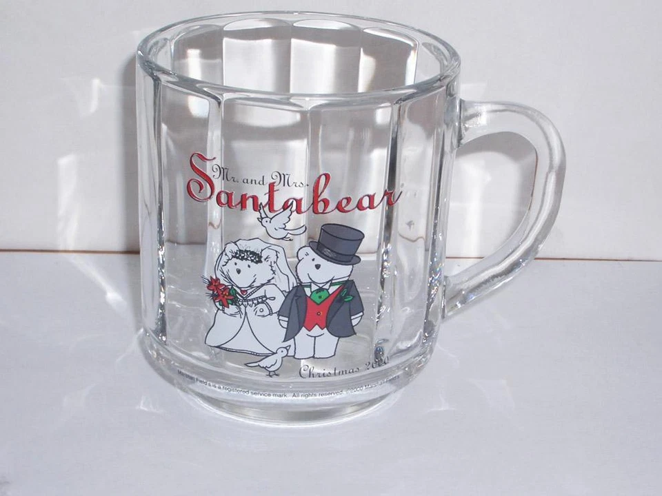 2000 Marshall Field's  SANTA BEAR  Glass Mug - Unused! - Image 1 of 1