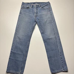 Levis 505 Jeans 36x32 Mens Straight Classic Light Blue Denim 5-Pocket Zip - Picture 1 of 6