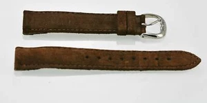 Fossil Unisex Brown Suede/Leather Replacement Clips Watch Band 18mm - Picture 1 of 2