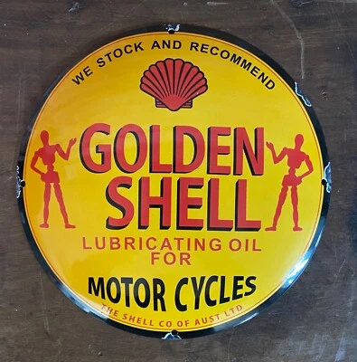 Golden Shell Motorcycles Oil Enamel Sign 30 CM - Image 1 of 4