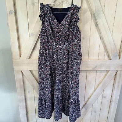 Lane Bryant Maxi Dress 18 Floral Pockets Peplum Boho Cottagecore Peasant Patriot - Image 1 of 4