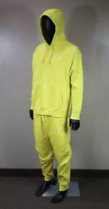 Nike NSW Mens Club Fleece Sweatsuit Size XL Tracksuit Set Lightning Yellow White - Picture 1 of 11