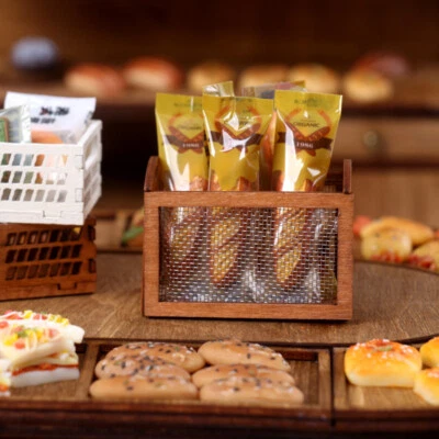 2PC 1:12 Scale Dollhouse Miniatures Bakery Storage Basket Box Handmade Accessory - Image 1 of 4